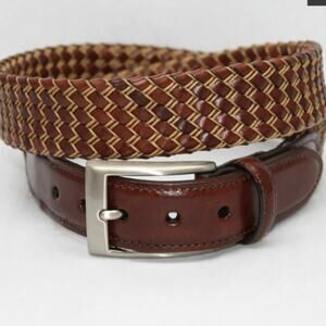 Torino Italian Tubular Braided Cognac Kidskin Cotton Cording Belt Size 44